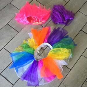 Source Unknown Rainbow Tutu with Pink and Purple Wigs